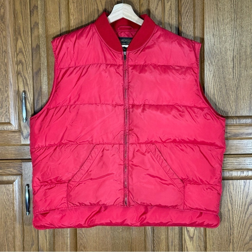 Vintage Eddie Bauer Mens Red Goose Down Puffer‎ Vest XXL Full Zip Ribbed Collar